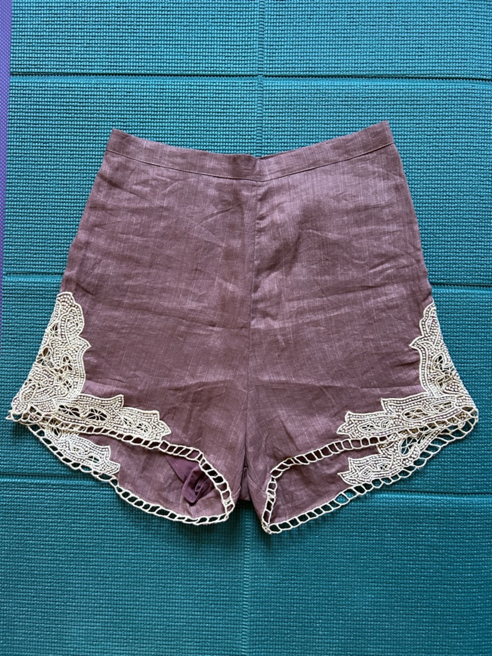 Chasing Unicorns Every Day is A Winding Road linen shorts. S
